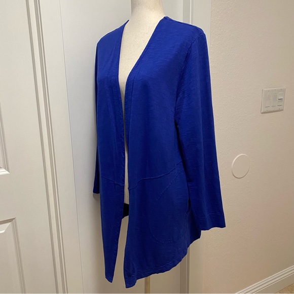 Chico's Open Front Blue Cardigan The Ultimate Tee Royal Cobalt Classic Modal XL - Picture 3 of 10
